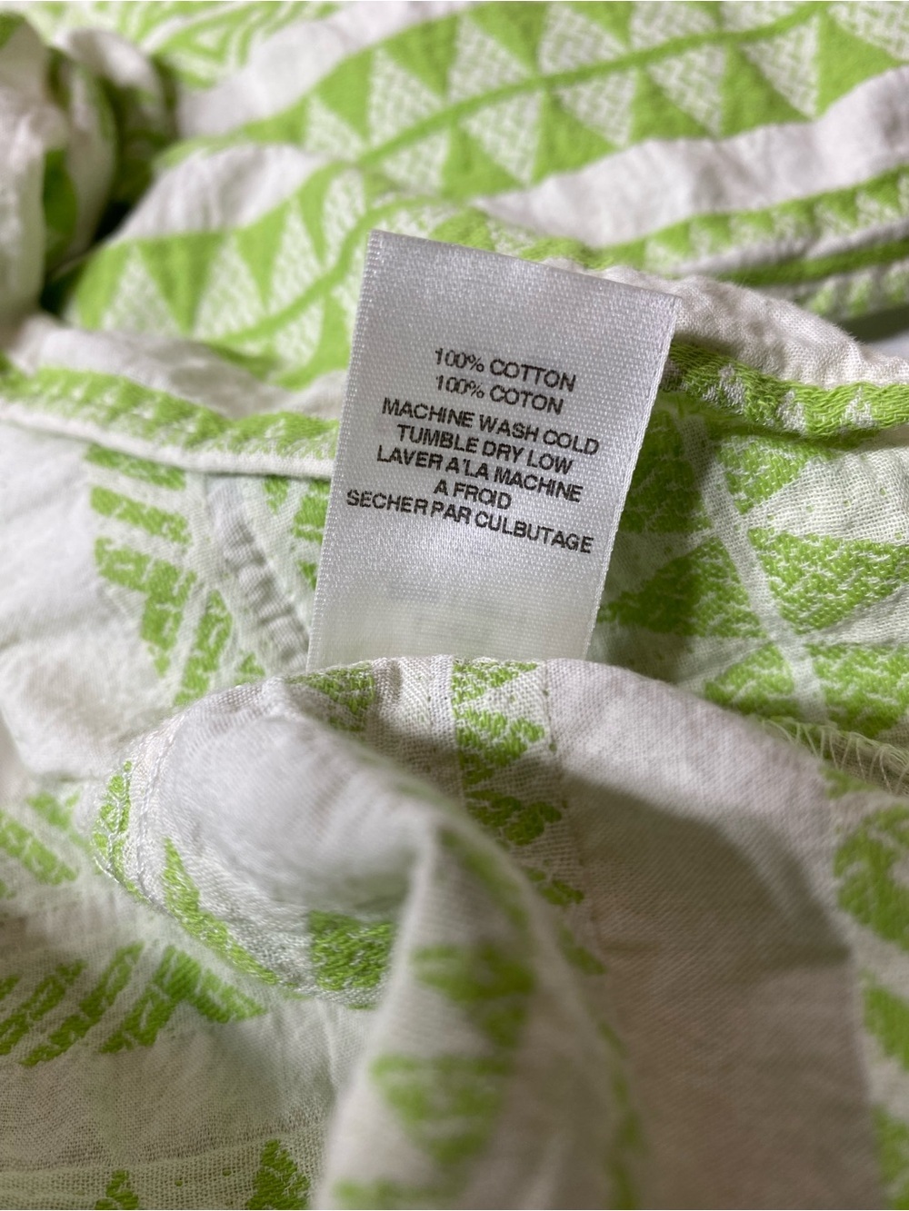 Anthropologie Amadi Green Geometric Puff Sleeve Cotton Blouse Size Medium - Picture 8 of 8
